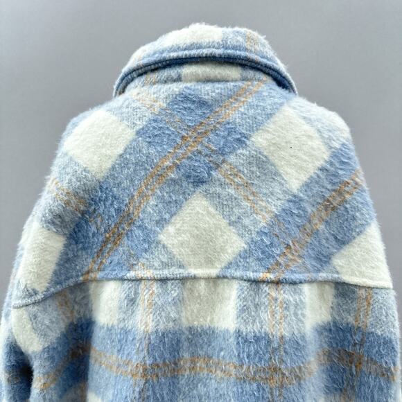 RDI Brushed Plaid Flannel Brushed Oversized Shacket Jacket Blue Women's Size L - Picture 6 of 12